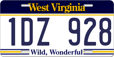 WV license plate 1DZ928