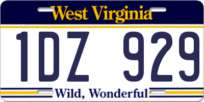 WV license plate 1DZ929