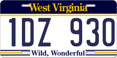 WV license plate 1DZ930