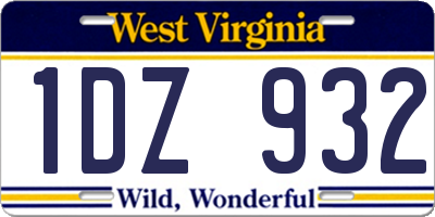 WV license plate 1DZ932
