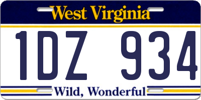 WV license plate 1DZ934