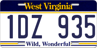WV license plate 1DZ935