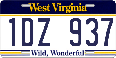 WV license plate 1DZ937