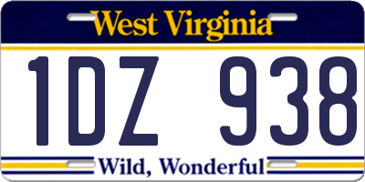 WV license plate 1DZ938
