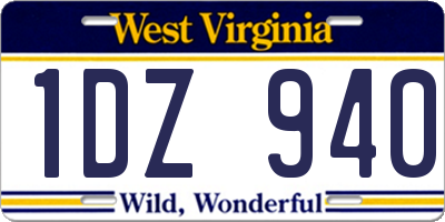 WV license plate 1DZ940