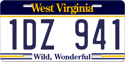 WV license plate 1DZ941