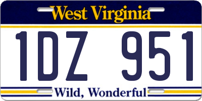 WV license plate 1DZ951