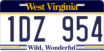 WV license plate 1DZ954