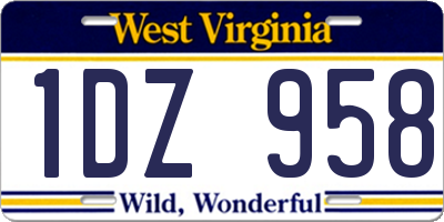 WV license plate 1DZ958