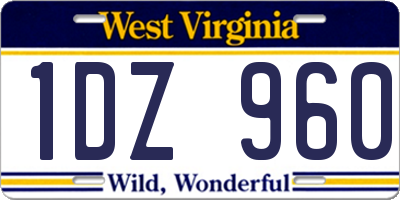 WV license plate 1DZ960