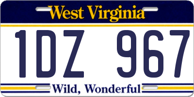 WV license plate 1DZ967