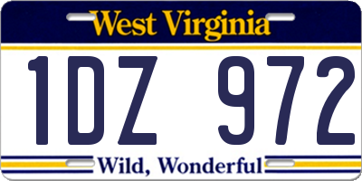 WV license plate 1DZ972