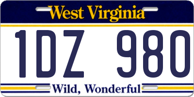 WV license plate 1DZ980