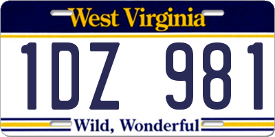 WV license plate 1DZ981
