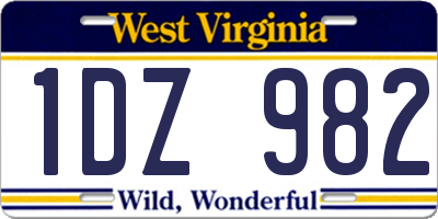 WV license plate 1DZ982