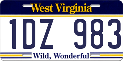 WV license plate 1DZ983