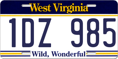 WV license plate 1DZ985
