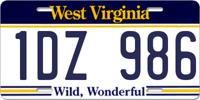 WV license plate 1DZ986