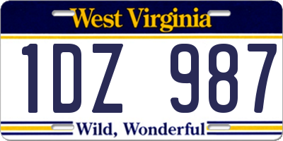 WV license plate 1DZ987