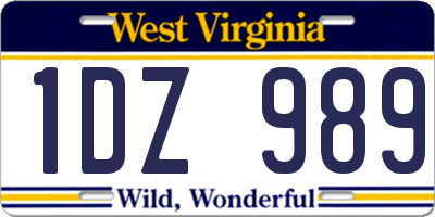 WV license plate 1DZ989