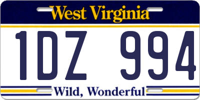 WV license plate 1DZ994