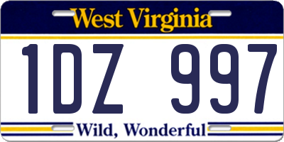 WV license plate 1DZ997