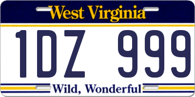 WV license plate 1DZ999