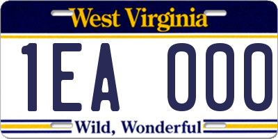 WV license plate 1EA000