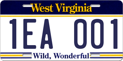 WV license plate 1EA001