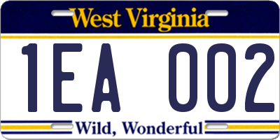 WV license plate 1EA002