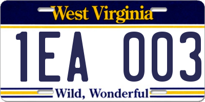 WV license plate 1EA003