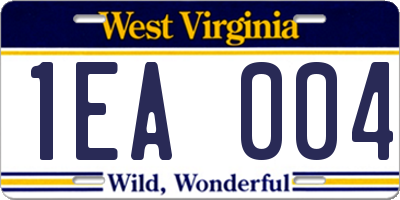 WV license plate 1EA004