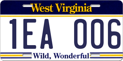 WV license plate 1EA006