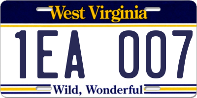 WV license plate 1EA007