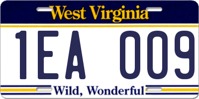 WV license plate 1EA009