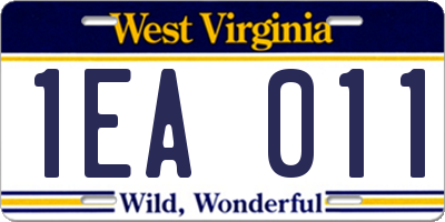 WV license plate 1EA011
