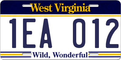 WV license plate 1EA012