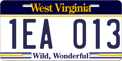 WV license plate 1EA013