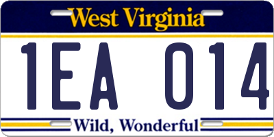 WV license plate 1EA014