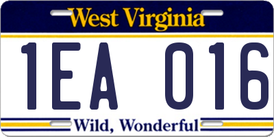 WV license plate 1EA016