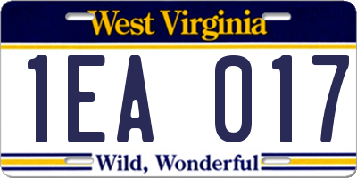 WV license plate 1EA017