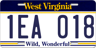 WV license plate 1EA018