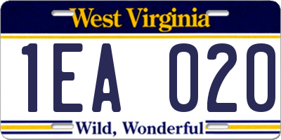 WV license plate 1EA020