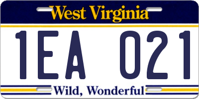 WV license plate 1EA021