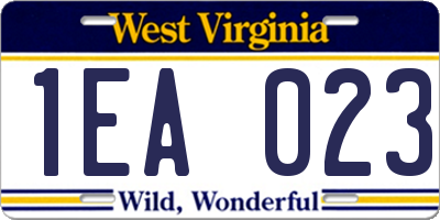 WV license plate 1EA023