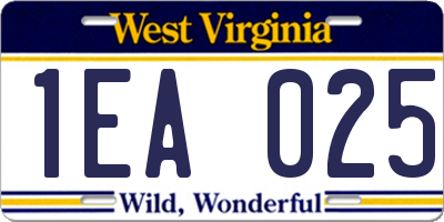 WV license plate 1EA025