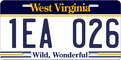 WV license plate 1EA026