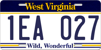 WV license plate 1EA027