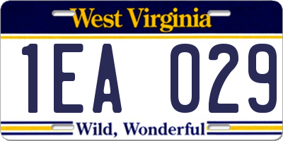 WV license plate 1EA029