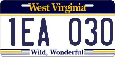 WV license plate 1EA030